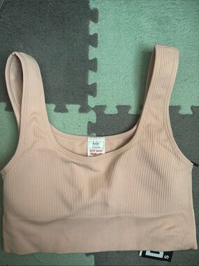 DKNY Ribbed Tank sport bra in Pale Pink